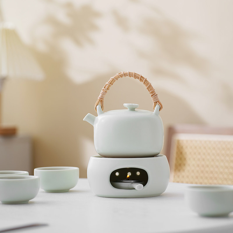 女士小茶壶蜡烛温茶炉一人煮茶炉陶瓷泡茶壶家用煮茶器茶具套装