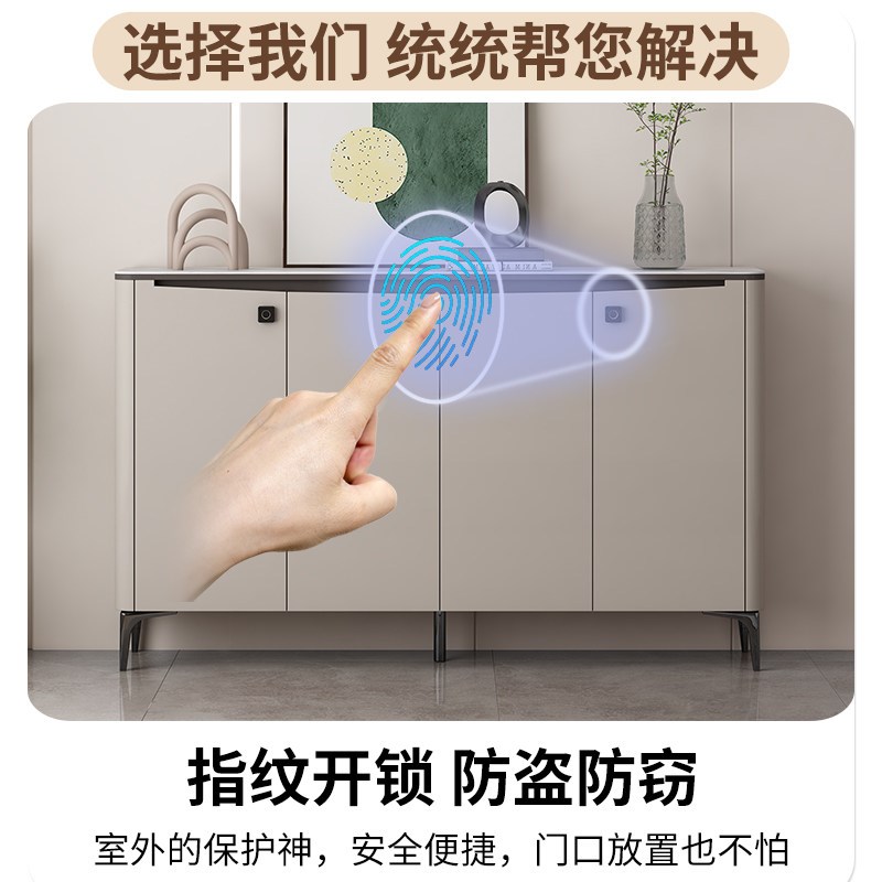 意式极简智能鞋柜 带密码锁可通风防尘 木质框架结构 鞋柜仰望型