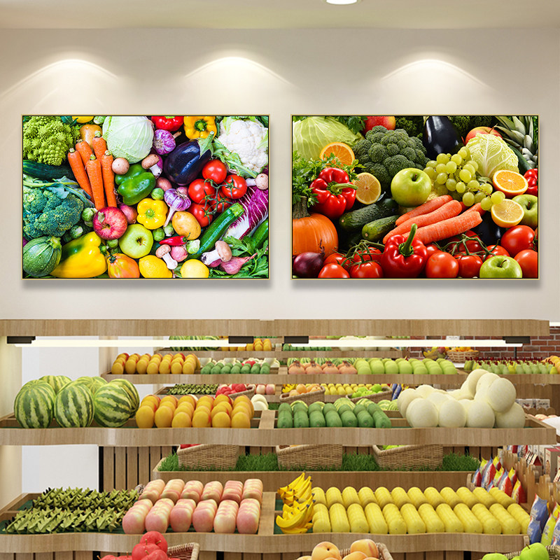 蔬菜装饰画轻食厨房西餐厅素食馆生鲜超市挂画餐饮店健康食材壁画
