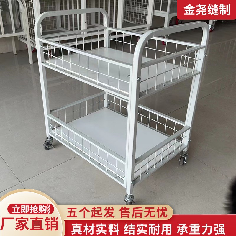 服装厂高栏周转车手推车生产线物料车带口双层式搬运车带轮手推车