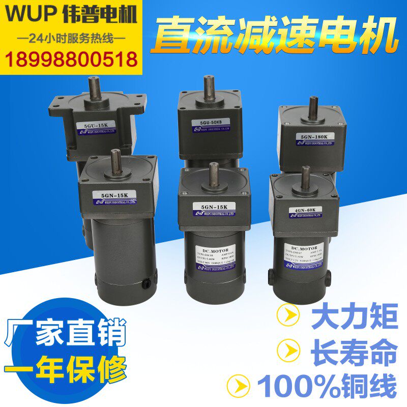 伟普直流减速电机12v24v90v微型直流马达正反转20w30w60w大扭矩力