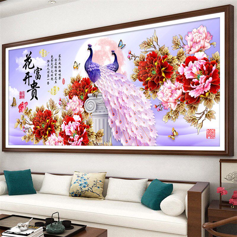 2025年新款5D钻石画满钻花开富贵牡丹大幅大气客厅水晶2024十字绣
