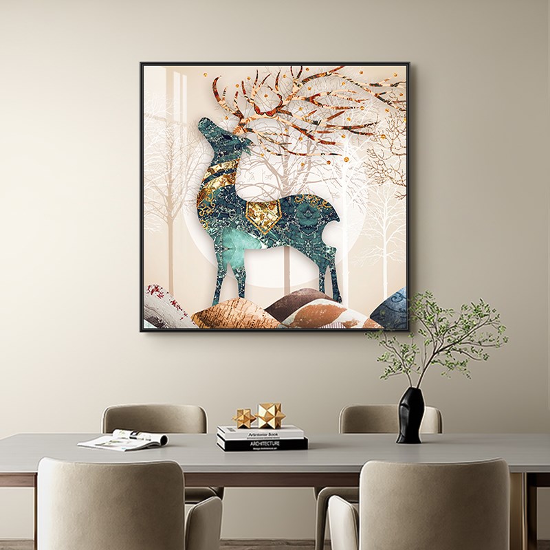 轻奢客厅装饰画现代简约餐厅背景墙挂画大气进门玄关墙画单幅壁画