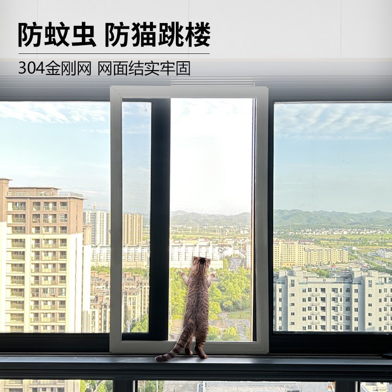 纱窗可推拉式自装防盗防蚊网平移沙窗不锈钢窗框铝合金定制金刚网