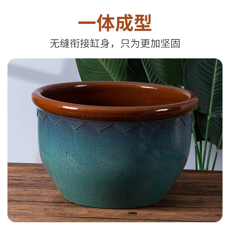 复古老式特大花盆庭院植物水培盆陶瓷养鱼缸无孔荷花缸睡莲盆特价