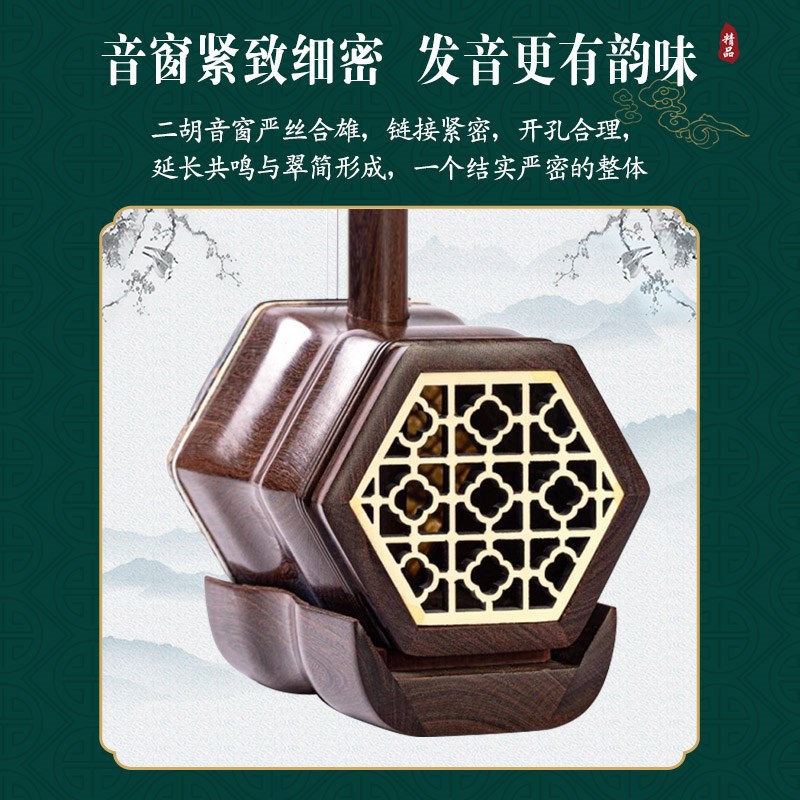 苏州黑檀黑酸枝二胡乐器厂家直销初学者入门级精品专业演奏级二胡