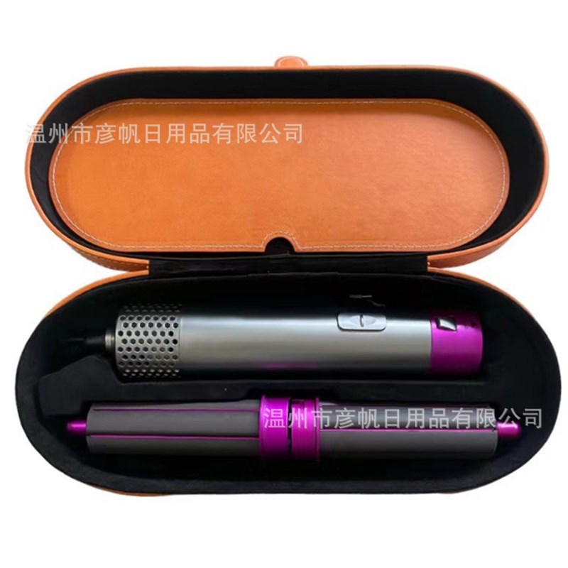 跨境五合一热风梳自动卷发棒卷直两用美发造型梳电动吹风机皮包盒