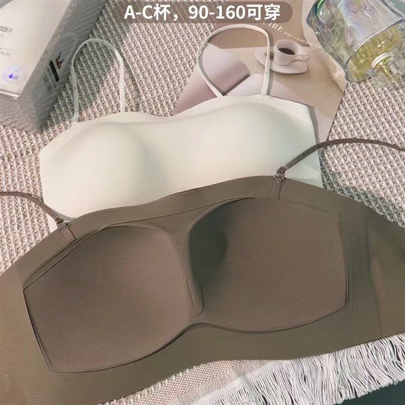 无痕抹胸无肩带内衣2423一片式上托可拆肩带固定杯礼服美背文胸罩