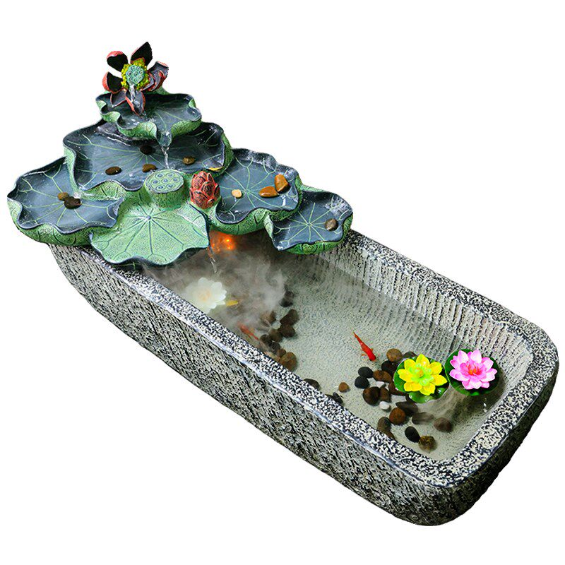 手工树脂新中式流水摆件落地鱼池阳台造景循环水景观喷泉流水