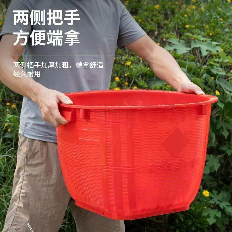 箩筐塑料加厚熟胶牛筋水果筐摔不烂仿竹编圆形农用箩篼挑水果粮食