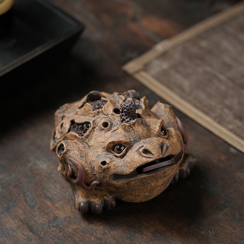 陈洪军树皮金蟾宜兴紫砂茶宠摆件精品可养茶具茶盘招财全手工茶玩