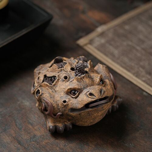 陈洪军树皮金蟾宜兴紫砂茶宠摆件精品可养茶具茶盘招财全手工茶玩