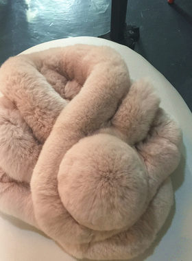 紫色秘密优质獭兔毛围巾冬季女品质单球简约加厚韩版真毛皮草围脖