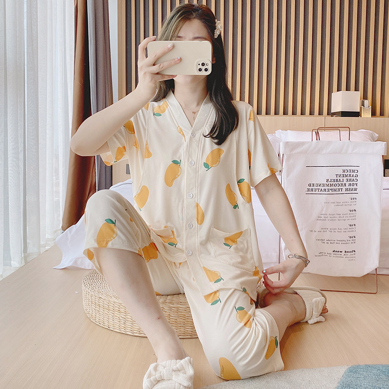 月子服夏季薄款产后棉水果短袖孕妇睡衣坐月子哺乳夏装家居服套装