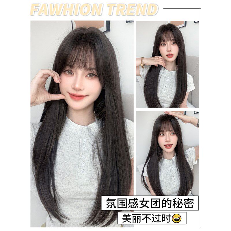 不用戴发网假发女长发全头套头顶补发片轻薄款假发片齐刘海假发套