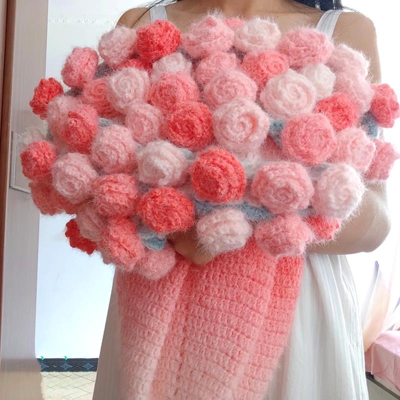手工成品渐变玫瑰花花束毯子毛毯女生闺蜜生日教师节礼物送女老师