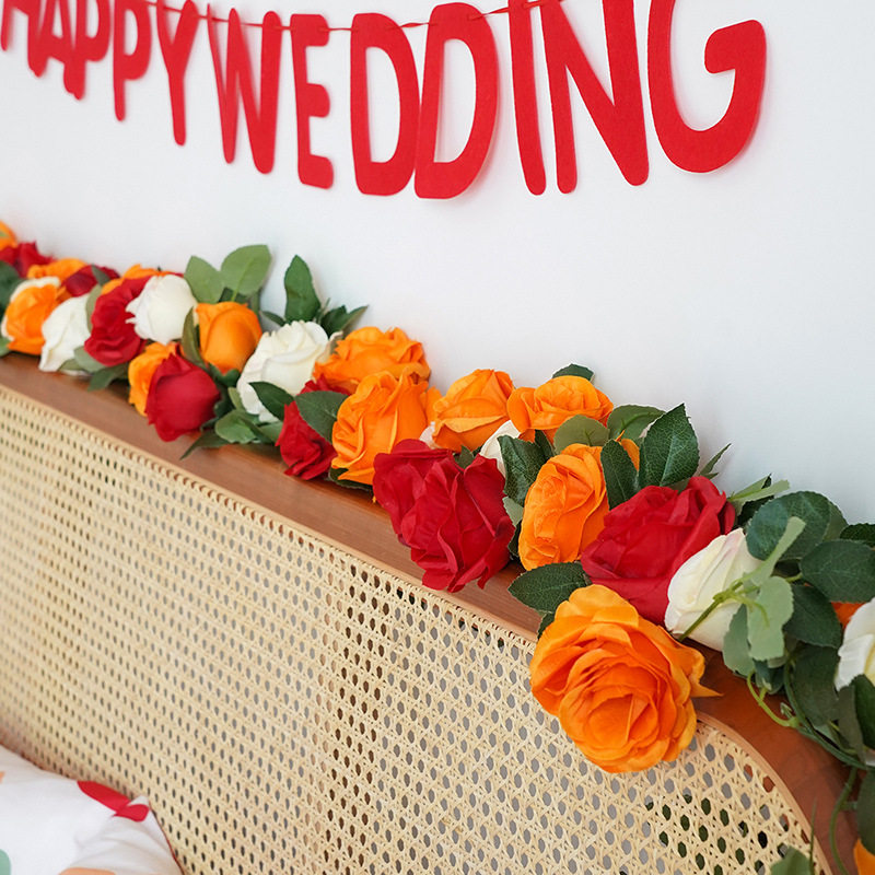婚房装饰花藤结婚床头花假花玫瑰藤条婚礼装饰花锁美家居吾家婚品