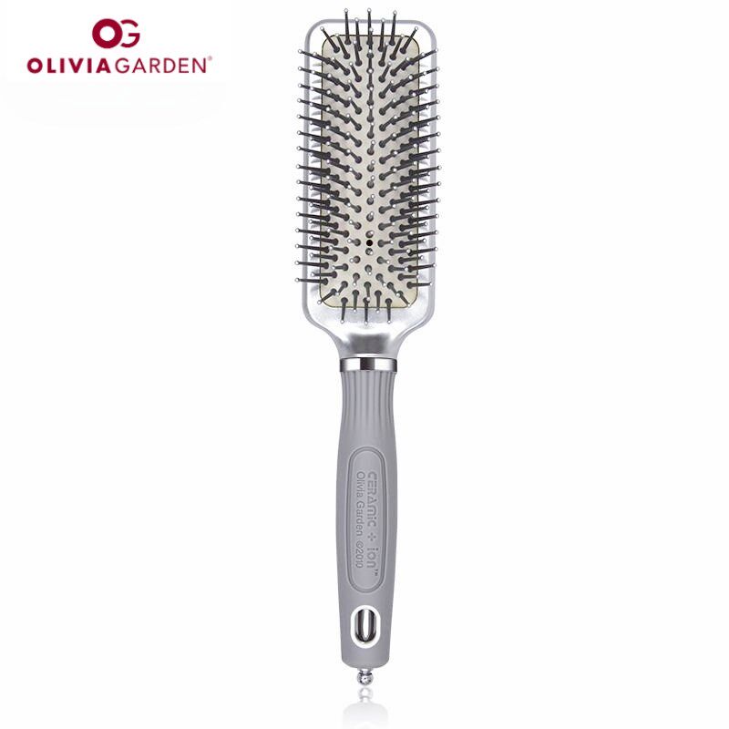 Olivia奥利维亚银色负离子七排梳气囊鬃毛按摩梳气垫顺发梳大板梳