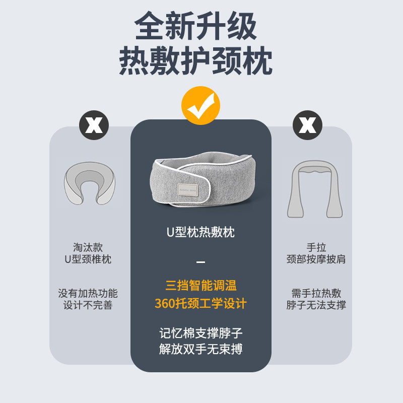 加热u型枕记忆棉脖子热敷理疗枕电热颈椎靠枕发热慢回u形枕护颈枕