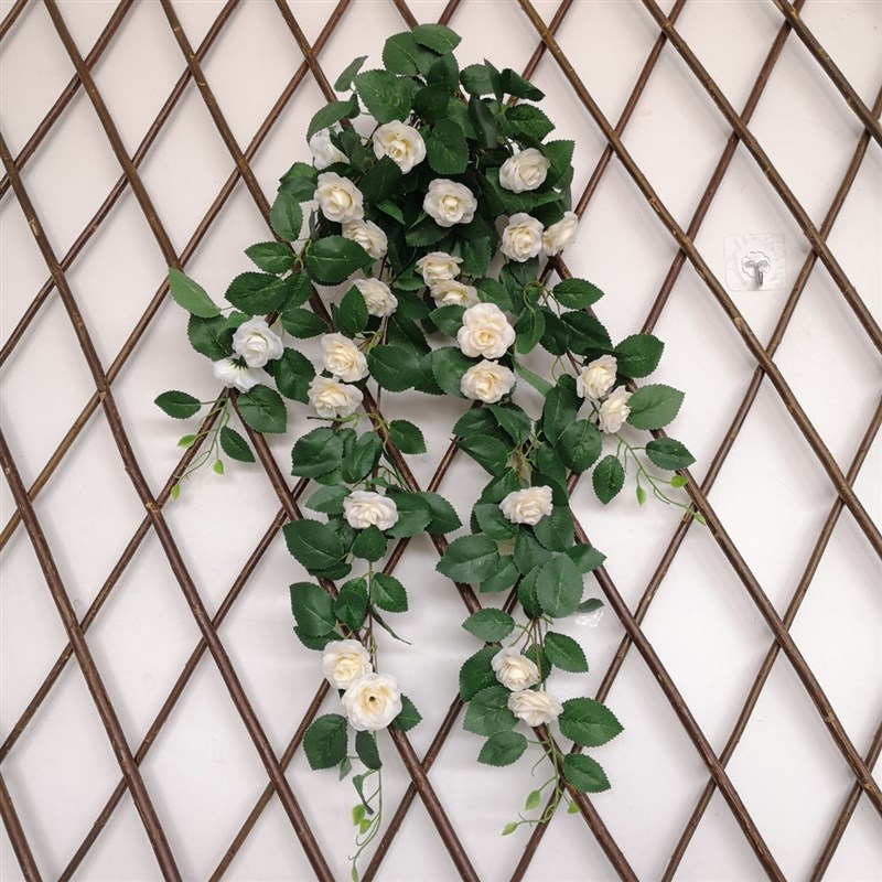 春节热卖11叉壁挂玫瑰藤条室内墙挂仿真花假花绢花藤蔓吊篮装饰花