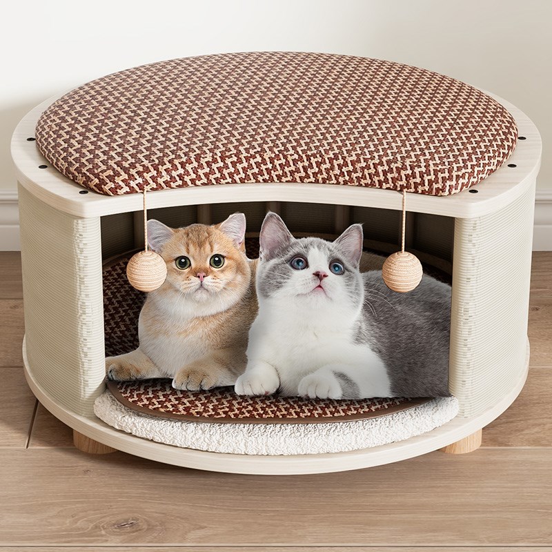 夏季铜锣烧猫窝凳四季通用夏天封闭式人猫共用猫狗窝冬季保暖帐篷