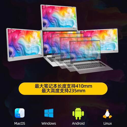 ThinkSea三屏便携显示器笔记本电脑办公炒股游戏视频剪辑扩展副屏