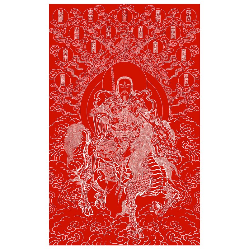 雷祖描金画 画稿道家神仙神话人物临摹线 线稿白描底稿工笔画 画