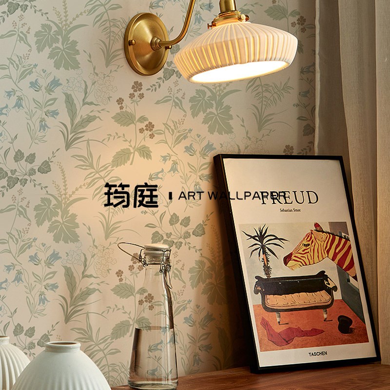 清新花草墙布背景墙壁布定制壁画卧室北欧餐厅客厅壁纸无纺布墙纸
