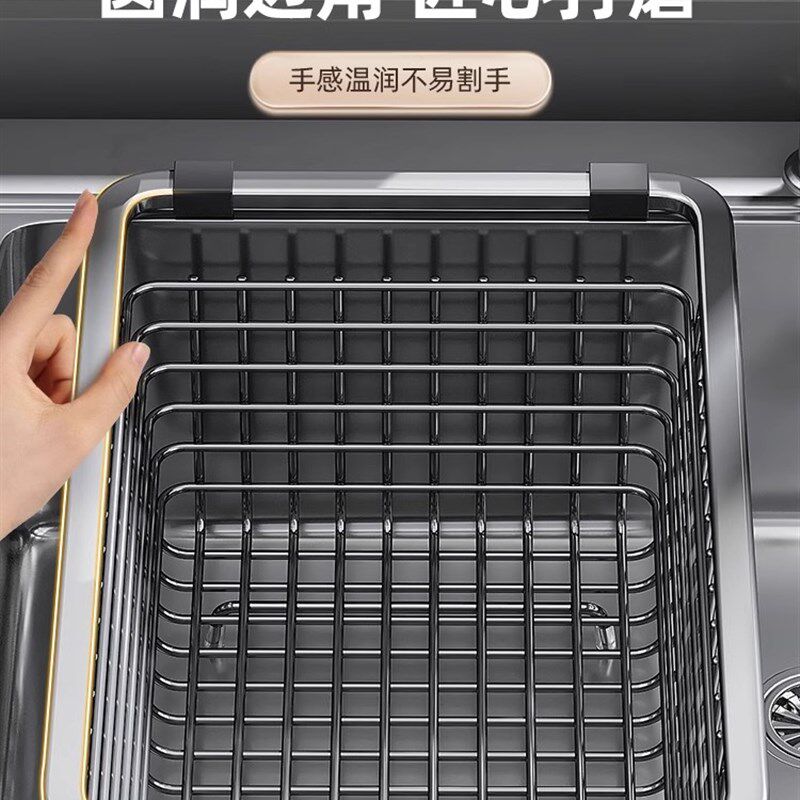 优勤厨房304不锈钢水槽沥水篮洗碗槽滤水篮水池洗菜盆碗碟沥水架