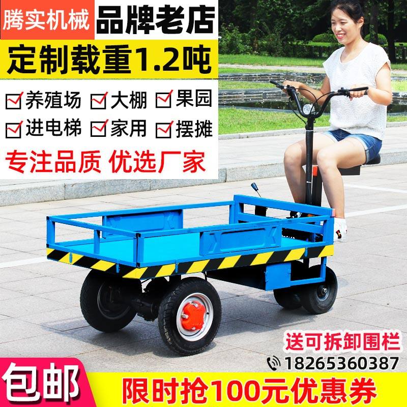 电动平板车搬运车小推车摆摊倒骑驴出摊仓库大棚果园手推车进电梯