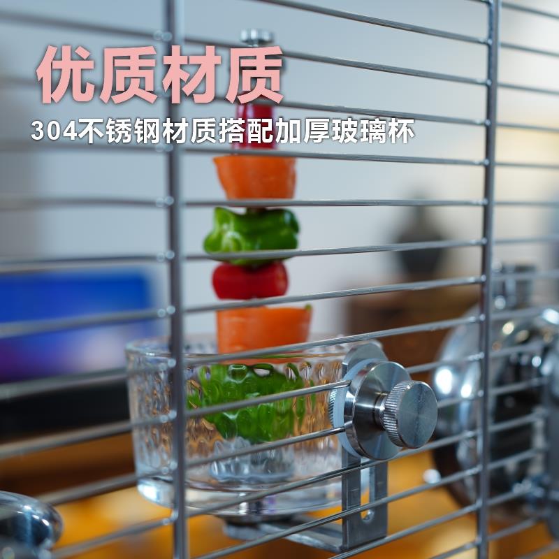 鹦鹉水果叉食盒玻璃碗悬挂式鸟用笼内挂喂鸟器鸟食槽宠物用品定制