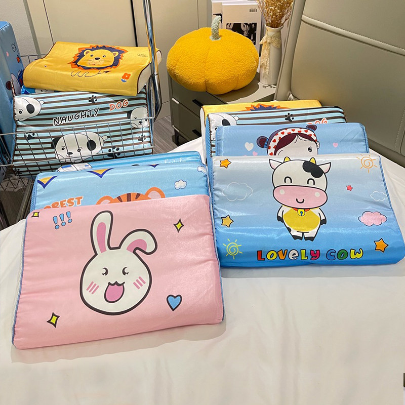 儿童冰丝凉感豆豆枕头护颈椎助睡眠宝宝午睡幼儿园小学生荞麦枕芯