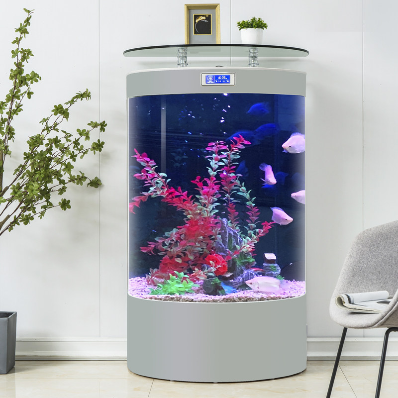 2023新款半圆形吧台缸客厅小型家用生态金鱼缸中型懒人免换水族箱
