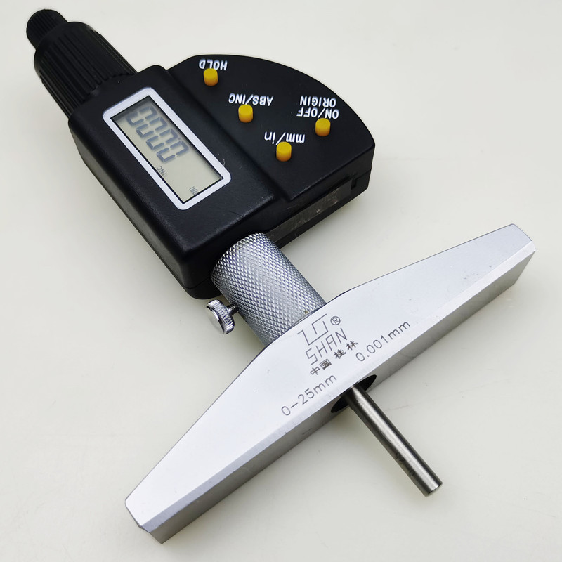 桂林量具电子数显深度千分尺0-25-50-100-300mm高精度0.001孔深测