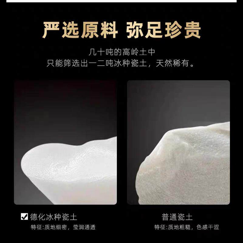 高温瓷釉下彩手绘冰种璞玉三才盖碗茶杯泡茶碗德化白瓷悬停不烫手