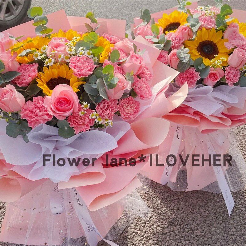 长春实体鲜花玫瑰郁金香绣球康乃馨混搭花束生日礼物花礼同城速递