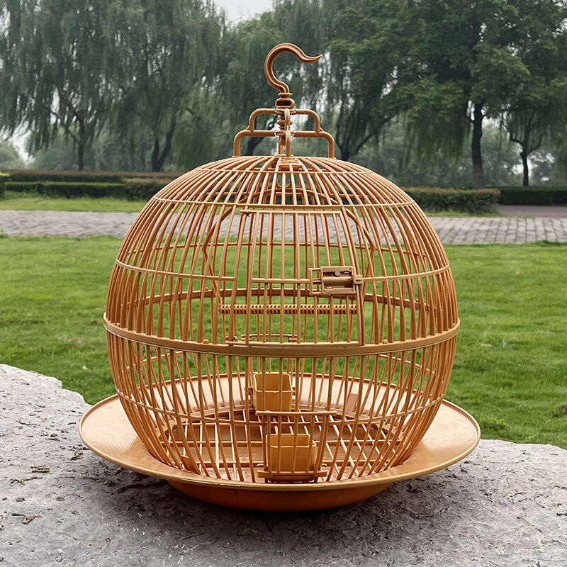球形折叠笼鸟用鹦鹉鸟笼圆形带底盘鸟笼子虎皮玄凤牡丹圆笼