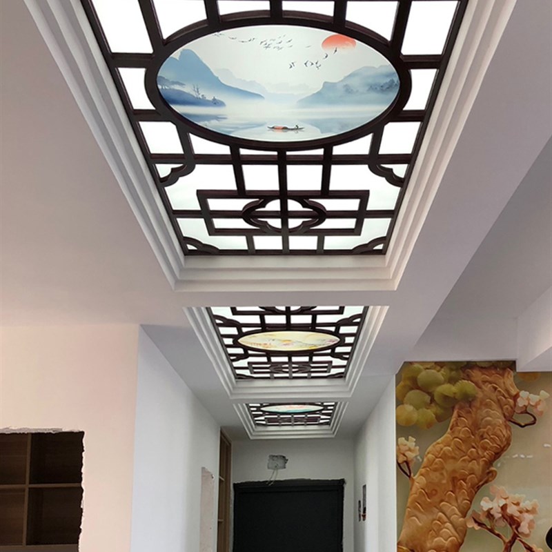 中式吊顶花格客厅装饰板玄关镂空雕花板PVC通花板隔断屏风背景墙