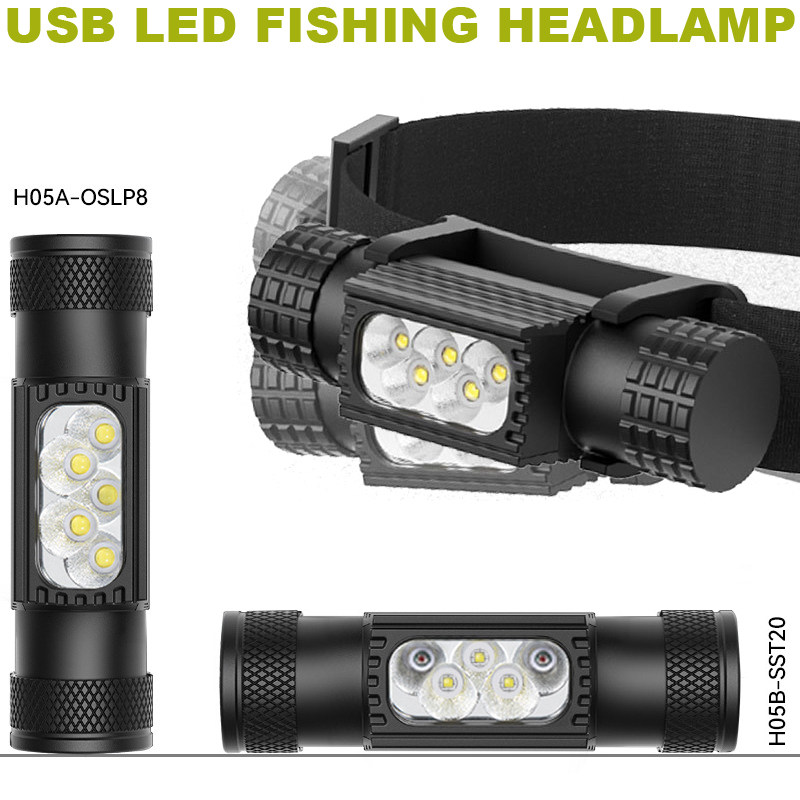 LED强光可充电户外作业照明头灯使用18650锂电池铝合金头戴手电筒
