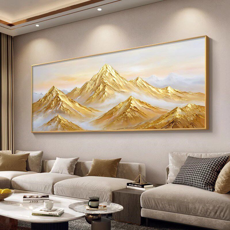 背靠金山大芬村客厅装饰画金箔高级感沙发背景墙挂画