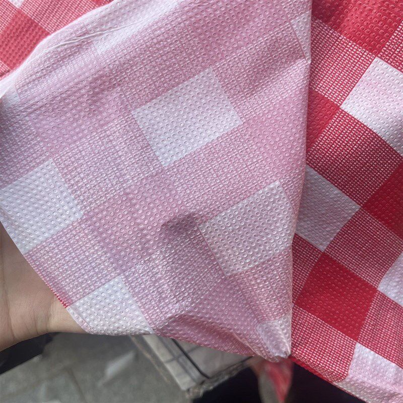经典红格石头布一次性桌布烧烤店大排档龙虾店塑料圆桌正方形台布