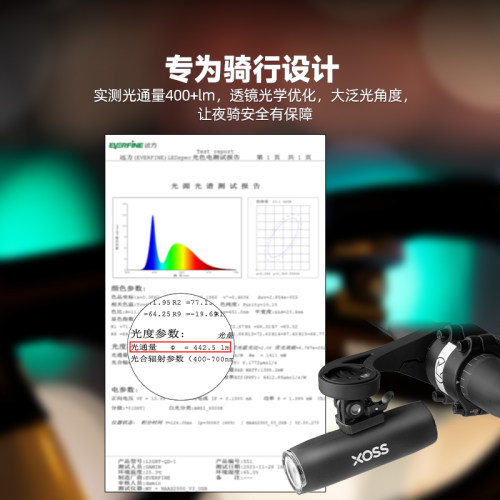 XOSS行者XL400小钢炮高亮公路自行车前灯usb充电车灯夜骑正装吊装