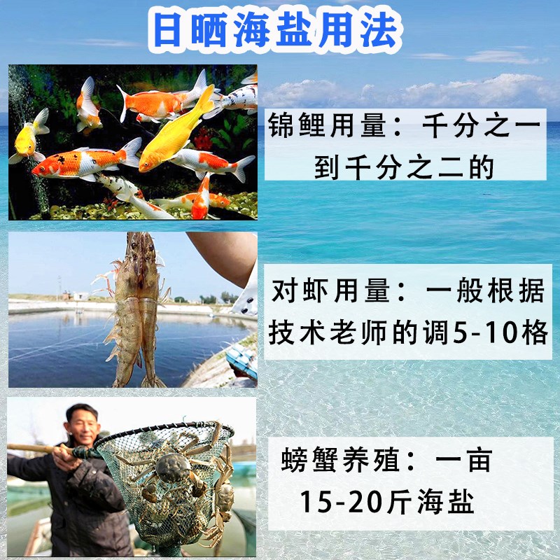 海盐养鱼专用水产养殖粗盐大颗粒对虾锦鲤鱼塘鱼池消毒杀菌工业盐