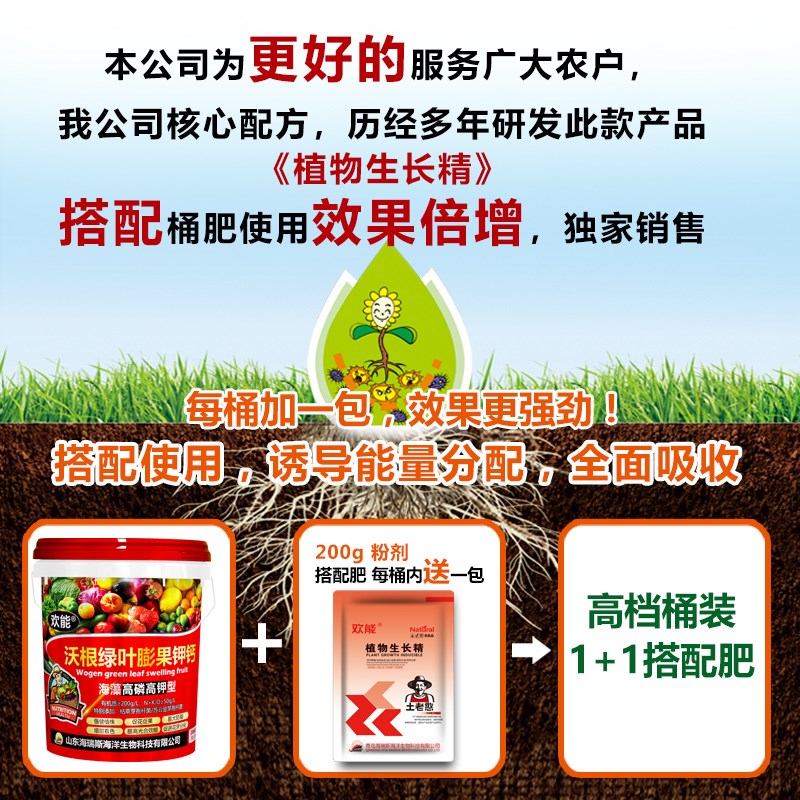 海藻沃根膨果增产桶装肥瓜果蔬菜肥水溶肥高磷高钾中量元素冲施肥