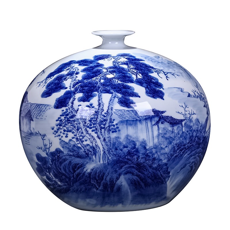 景德镇陶瓷器青花瓷花瓶现代中式家居电视柜简约装饰品工艺品摆饰