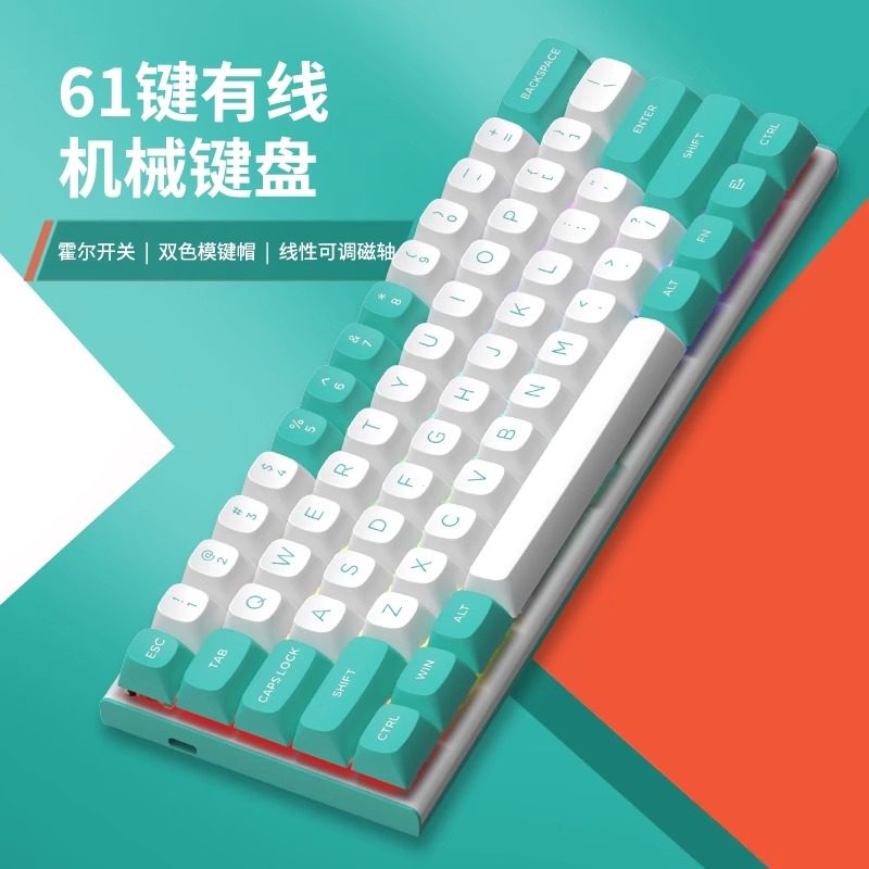 红龙M61机械键盘可调节键程磁轴RGB光61键RT模式游戏电竞PBT键帽