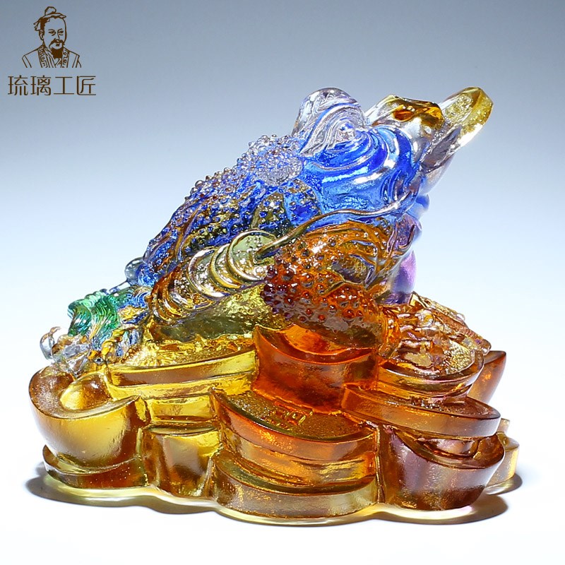 琉璃八卦金蟾招财摆件旺财金蝉三足蟾蜍店铺招财公司开业礼品摆件