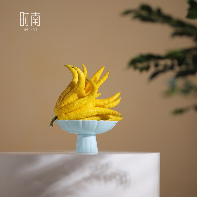中式佛手柑托盘高颜值佛手果摆放盘佛手瓜专用陶瓷花瓶佛手供盘