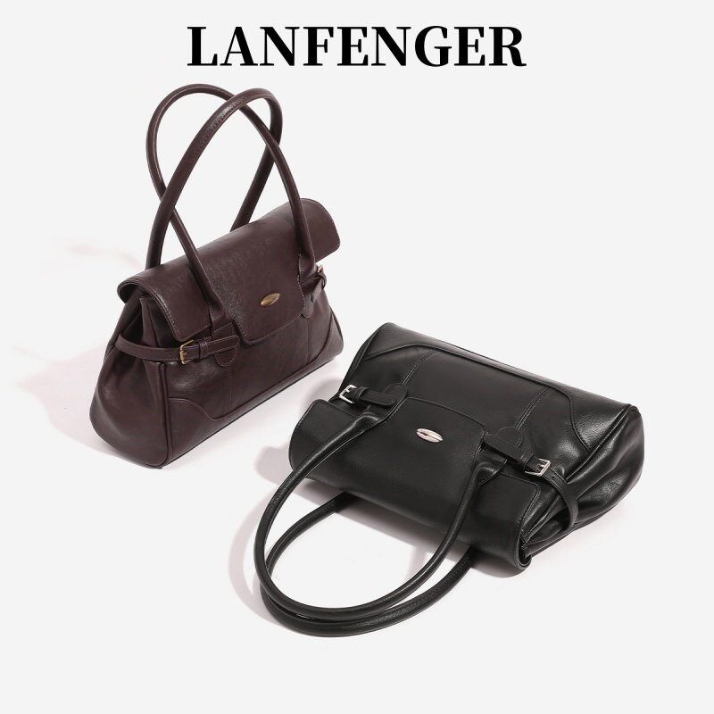 LANFENGER通勤真皮托特包女2026新款高级手提公文包大容量单肩包