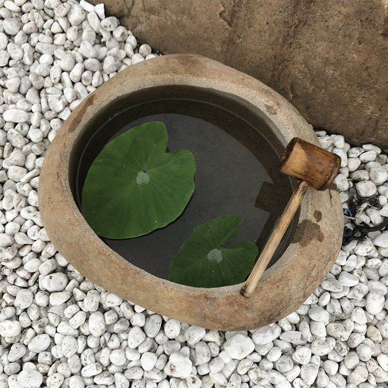 石头鱼缸户外天然原石流水养鱼池小型花盆庭院鹅卵石水槽造景摆件